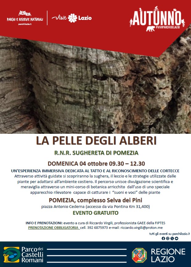 La pelle degli alberi: Facile escursione botanica esperienziale nella R.N.R. Sughereta di Pomezia