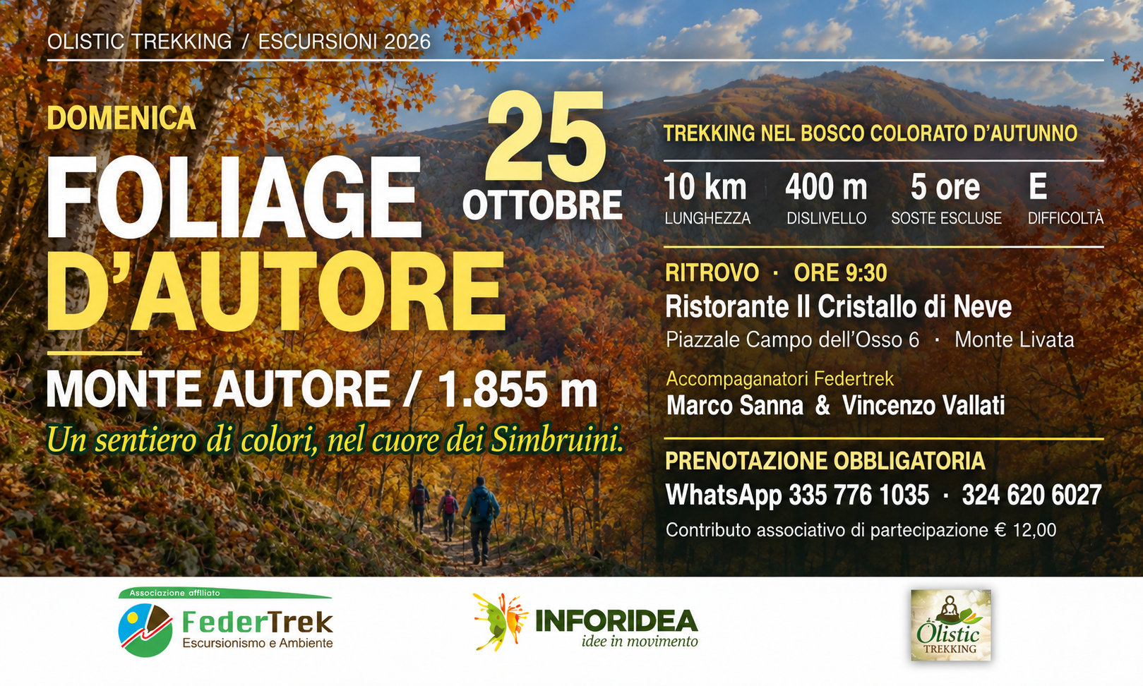 Foliage d’Autore – Trekking nel Bosco colorato d’Autunno, Monte Autore 1.855 m